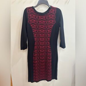 Nine West Black Dress with Red Pattern